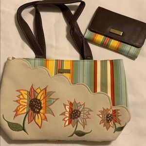 Longaberger Tote & Wallet Sunflowers
